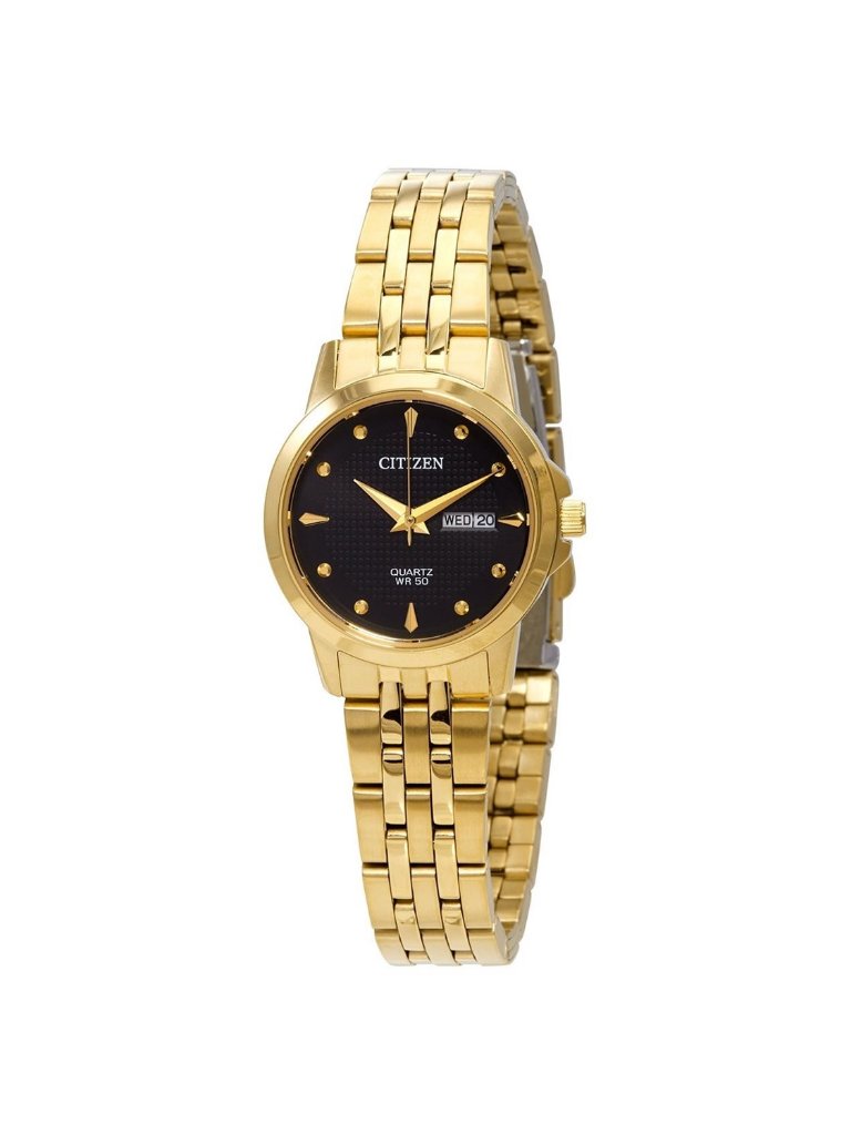 Nwt Citizen Quartz Black Dial Gold-Tone Ladies Watch